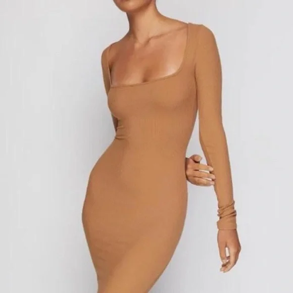 SKIMS Tan Soft Lounge Long Sleeve Dress - Picture 1 of 7